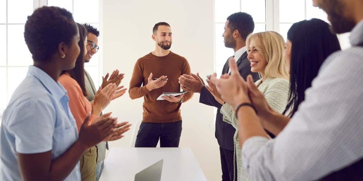 employees happy and smiling