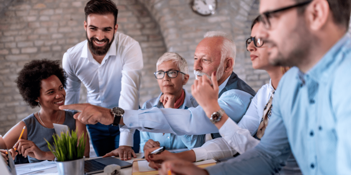 Teams of people talking