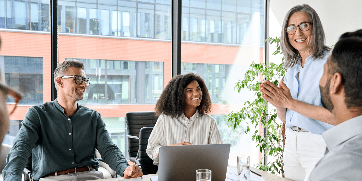 inspiring person talking to staff